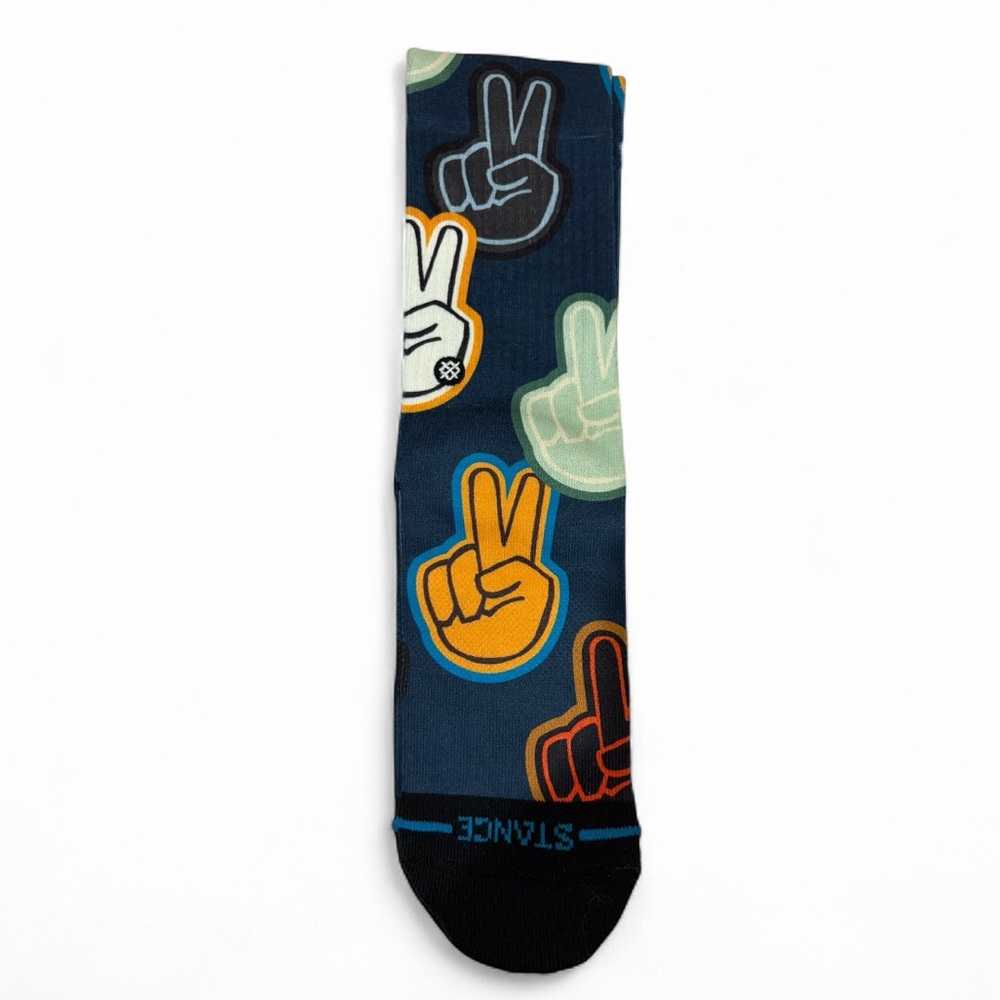STANCE KIDS WADE COLLECTION PEACE PATCH BLUE SIZE LARGE NWT CREW HEIGHT POLY